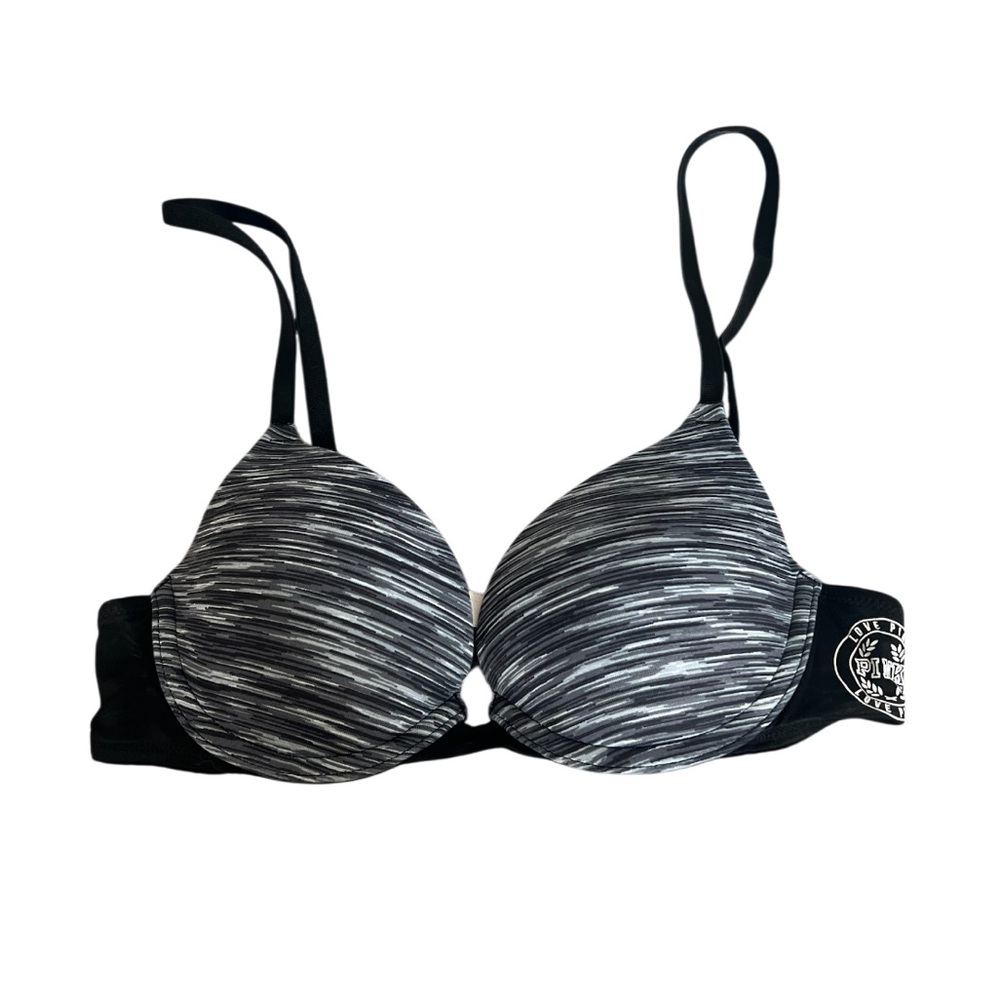 PINK Victoria's Secret Black and Charcoal Bras with Adjustable Straps